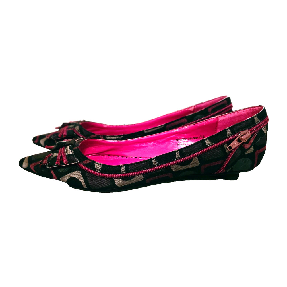 Vintage NR Not Rated Women's Low Heel Dressy Shoes Geometric Print Bow 9